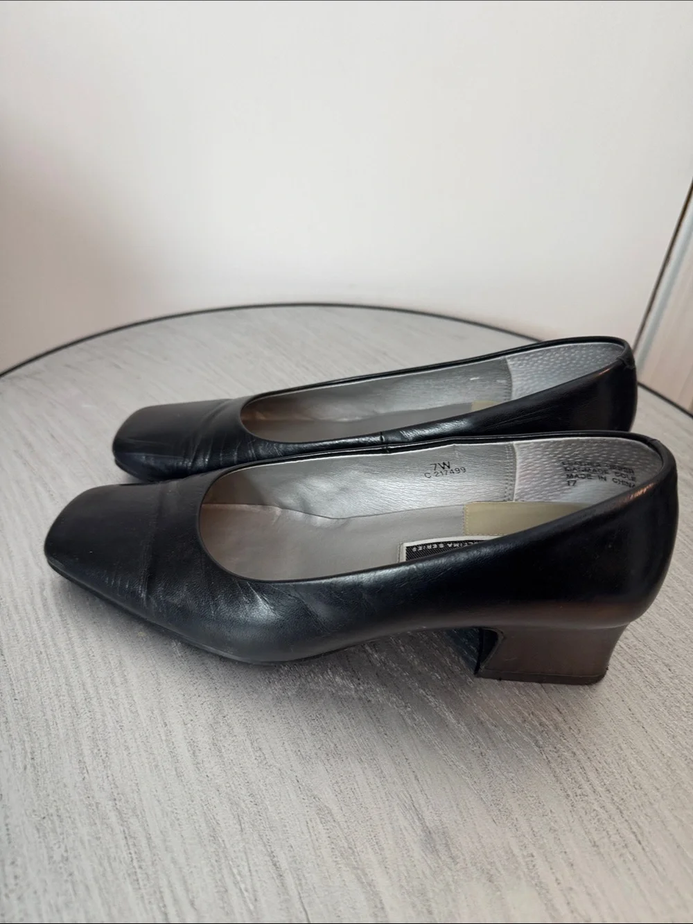 Women's Black Low Block Heel Pumps